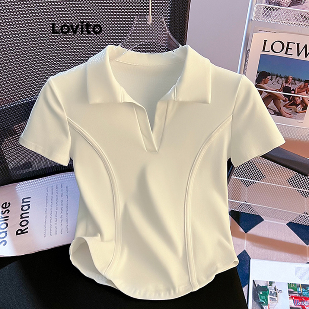 Lovito Women Casual Plain Basic T Shirt Lnm Shopee Philippines