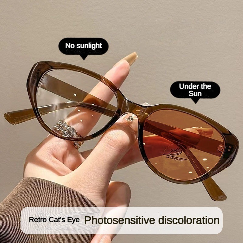 Photochromic Graded Eyeglasses For Woman Anti Radiation Cat Eye