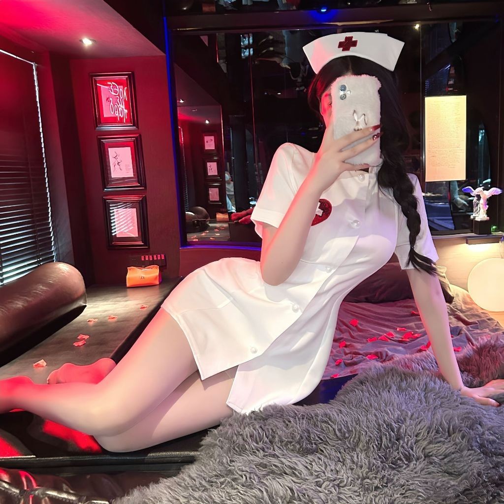 SEXY Lingerie Women S Sexy Breasts Hollowed Out Temptation Straps Nurse