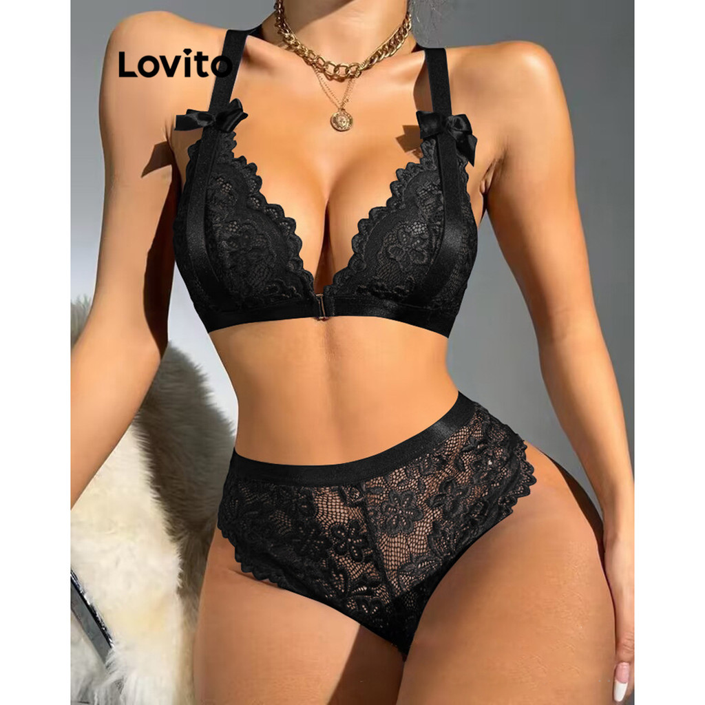 Lovito Women Sexy Plain Lace Sexy Lingerie LNL70417 Shopee Philippines