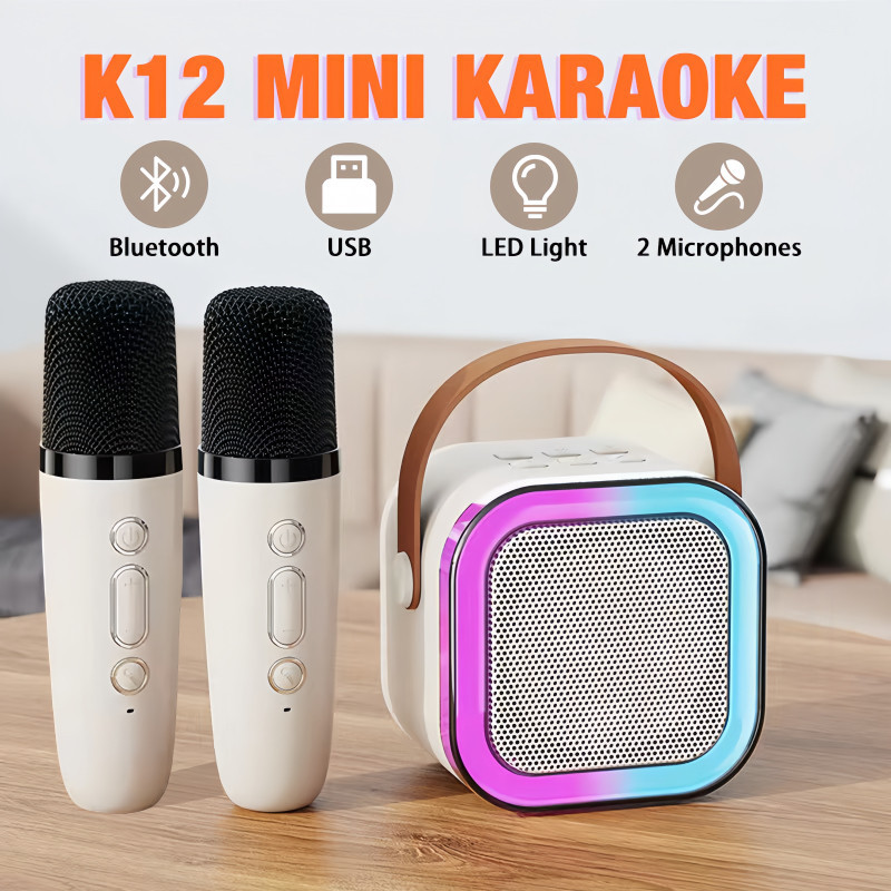 K12 Mini Karaoke Speaker With Bluetooth Microphones Wireless Audio