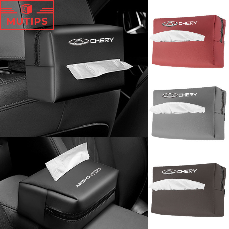 Chery Car PU Leather Tissue Box Holder Car Sun Visor Seat Back Tissue