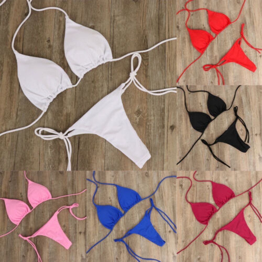 Women Thong Bikini Set Side Tie Sexy Swimsuit Bandage Style Brazilian