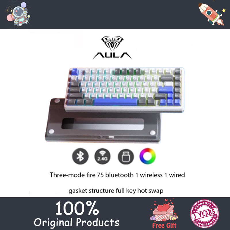 Aula Fire Aluminum Mechanical Keyboard Three Mode Gasket Full Key Hot