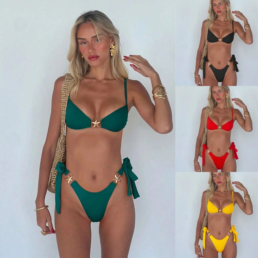 2025 Swimsuit Hot Sale Bikini Sexy Fashion Split Swimsuit Halter Beach