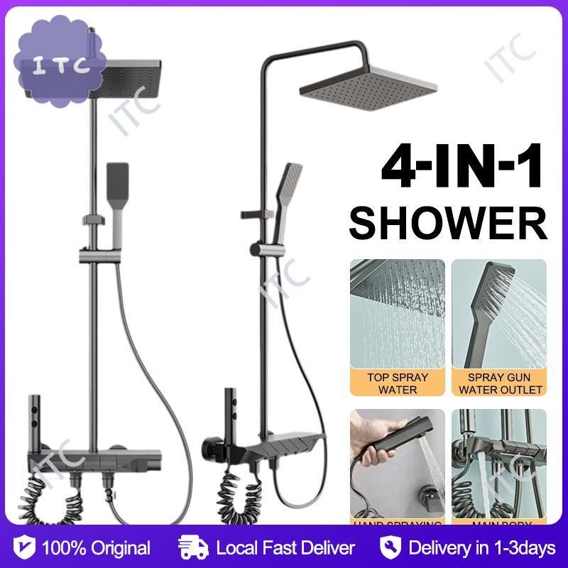 Set Bathroom Button Shower Digital Display Shower Set Hot And Cold 4 In