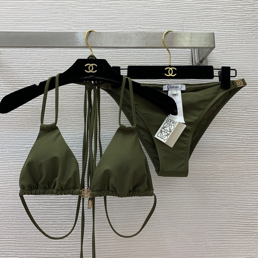 LOEWE0214 Bikini Swimsuit Strap New Style Solid Color Bikini Laced Up