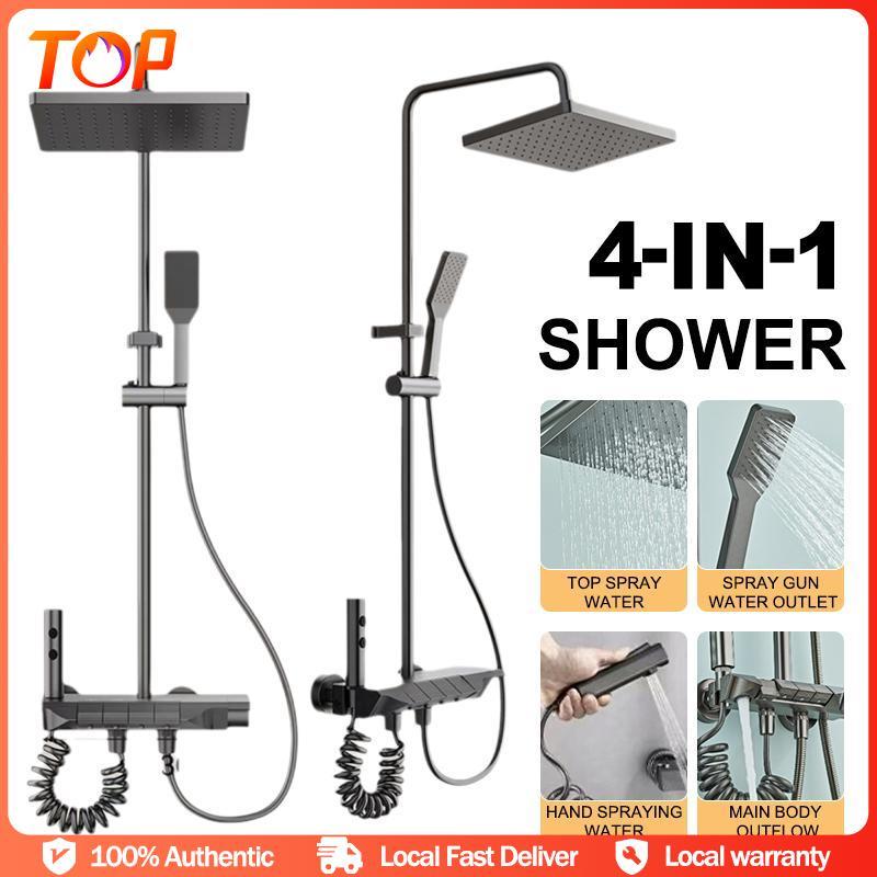 4 In 1 Shower Set Bathroom Button Shower Digital Display Shower Set Hot
