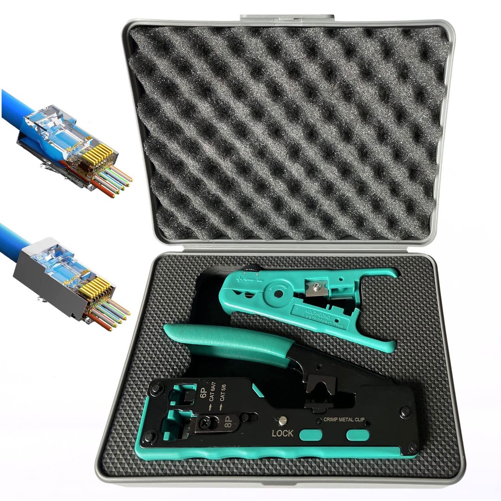 Zoerax Rj Pass Through Crimp Tool Kit Ethernet Crimper Cat Cat E