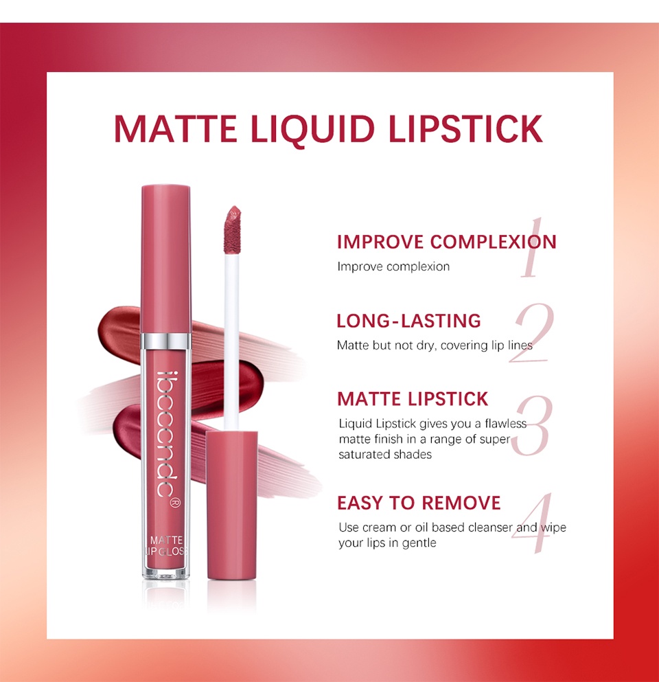 Ibcccndc Sexy Red Matte Velvet Lip Tint Nude Waterproof Long Lasting