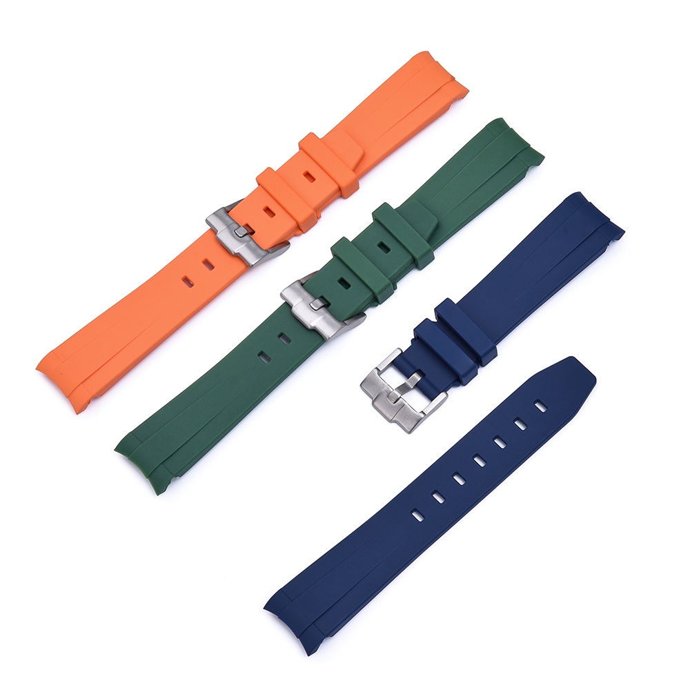 Curved Strap Rubber Watch Strap Curved End TPU Watch Band 20mm 22mm