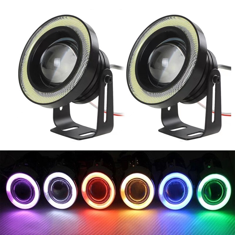 2PCS Car COB LED Angel Eyes Fog Light Ring Lens Projector Halo Ring Fog