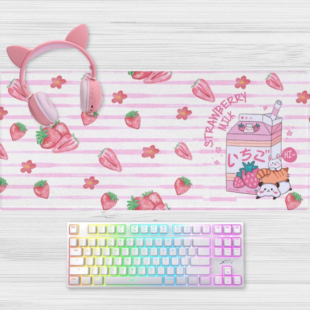 Strawberry Milk Mouse Pad Gamer Desk Mat Cute Gaming Large Desk