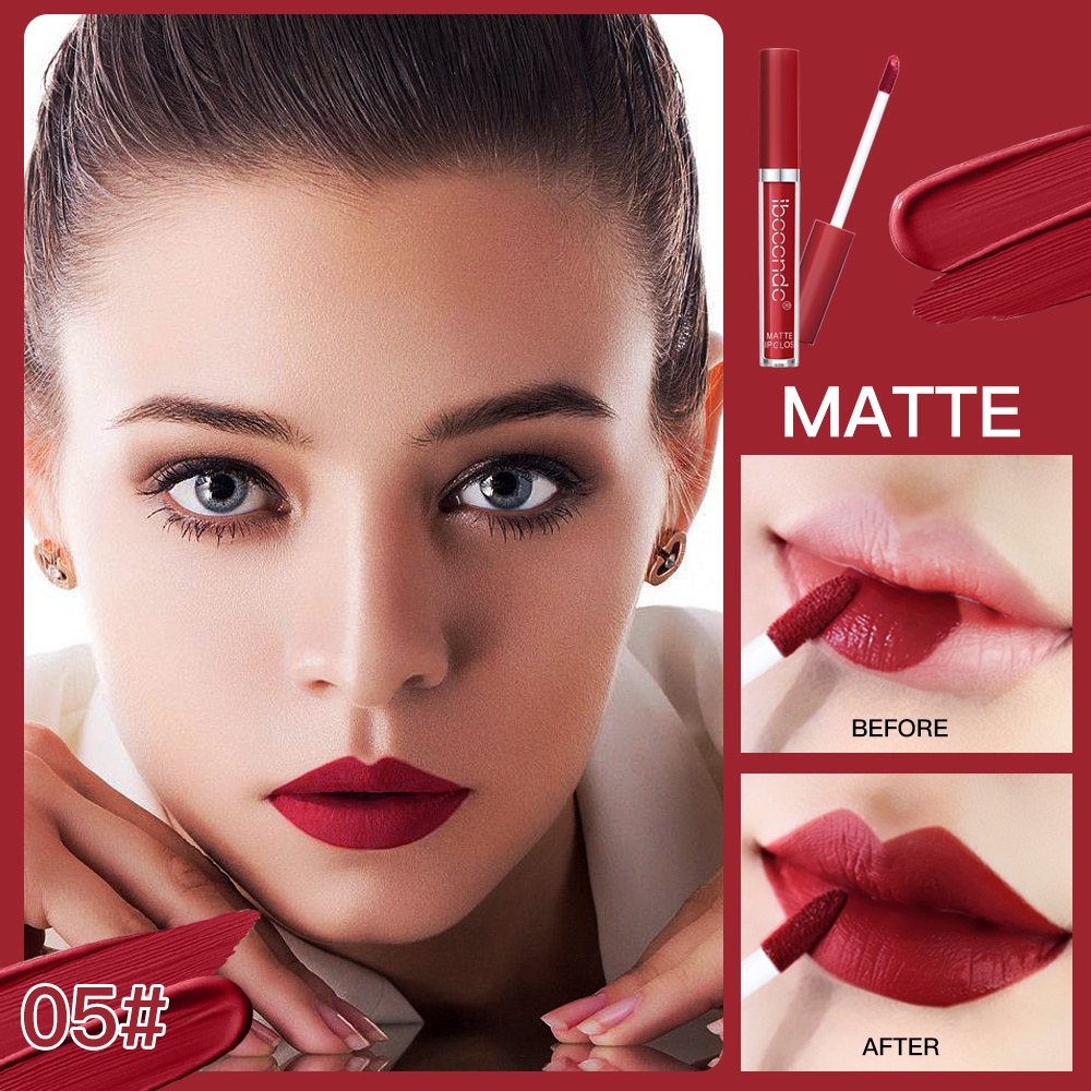 Ibcccndc Sexy Red Matte Velvet Lip Tint Nude Waterproof Long Lasting