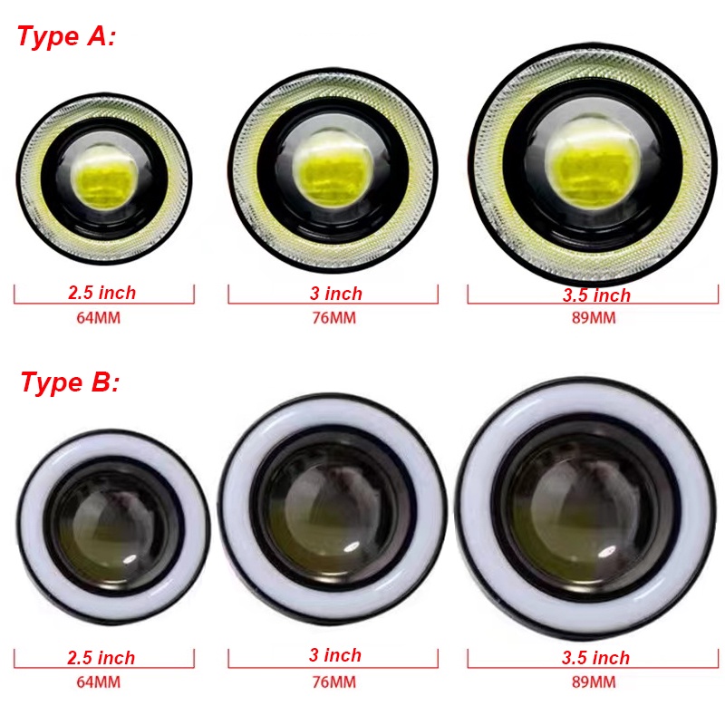 Pcs Car Cob Led Angel Eyes Fog Light Ring Lens Projector Halo Ring Fog