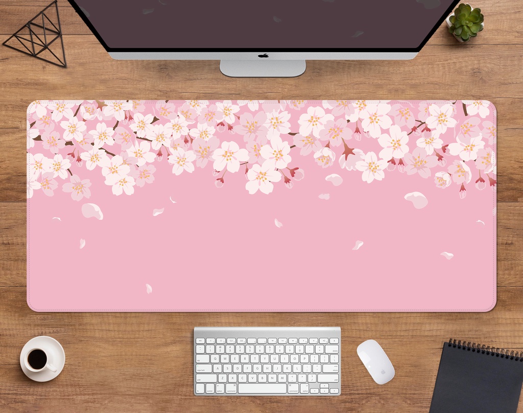 Cherry Blossom Desk Mat Cute Pink Mousepad Sakura Flowers Kawai Japan