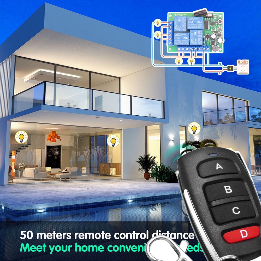 433Mhz Remote Control Receiver RF Wireless Switch AC 110V 220V 10A