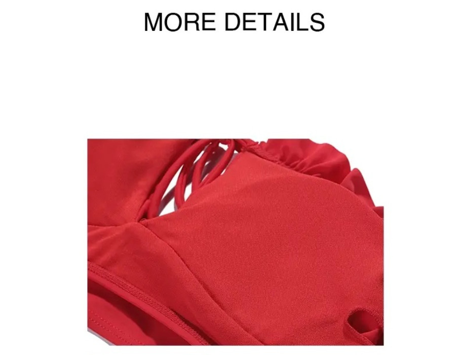 Red Sexy Bikini Piece Set Hot Spring High End Swimsuit Women Lace Up