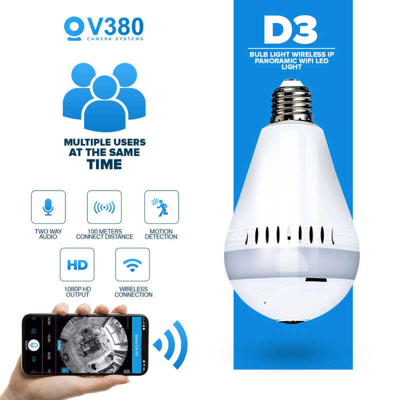 V Pro P Hd Light Bulb Wi Fi Cctv Panoramic Security Camera Easy