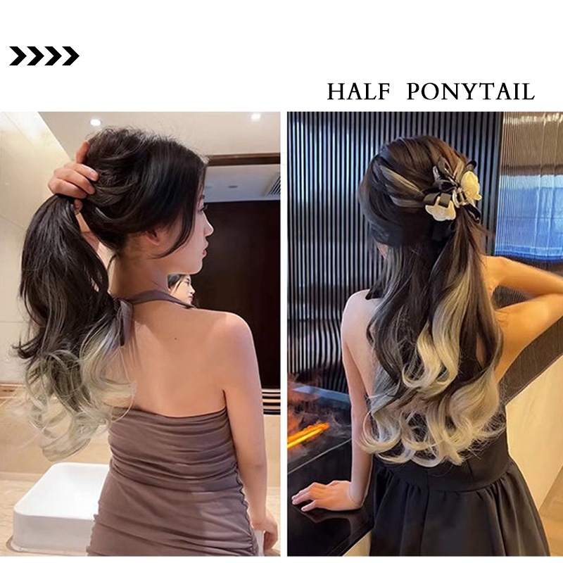 Long Curly U Part Clips In Hair Extensions Synthetic Half Wig Wavy