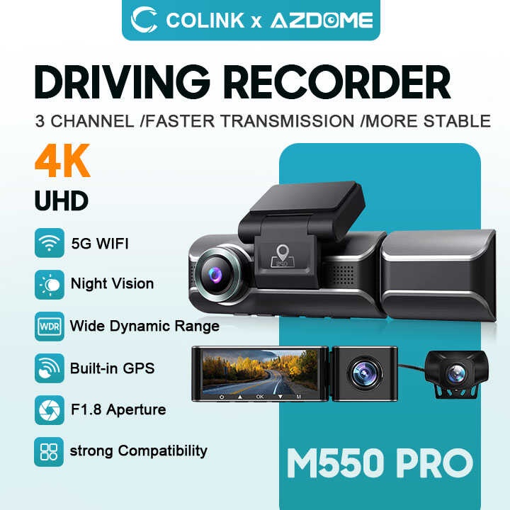 Azdome M Pro Dashcam Channel Lens K Dash Cam G Wifi Gps Night