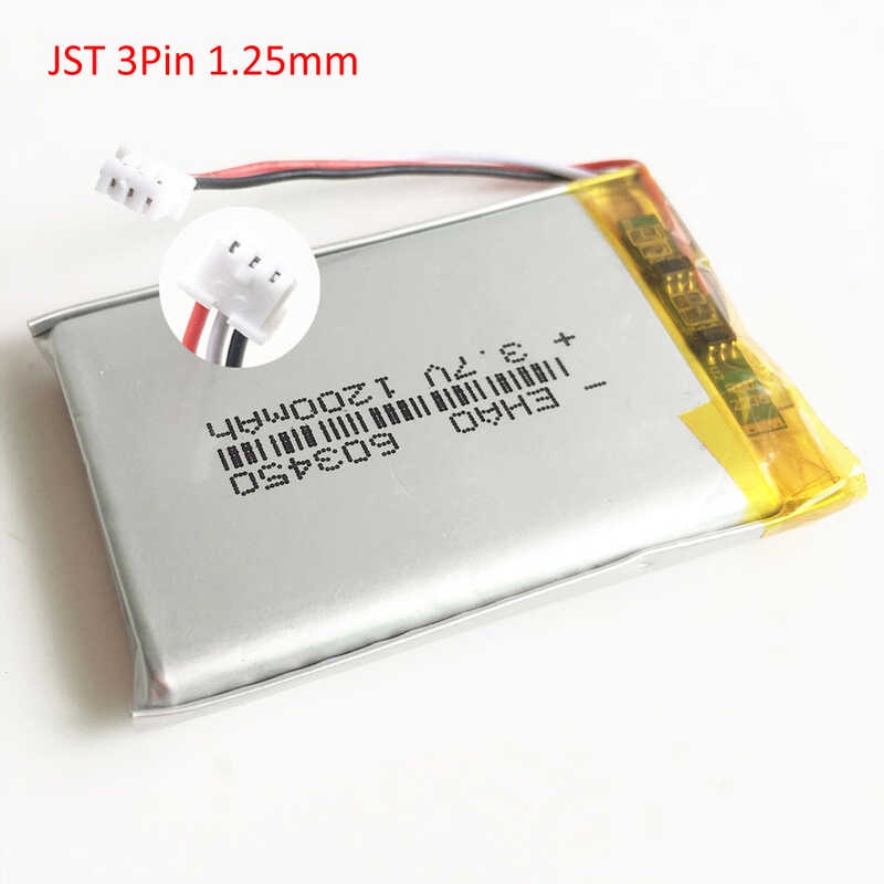 3 7V 1200mAh Lipo Polymer Lithium Rechargeable Battery JST 1 25mm 3pin