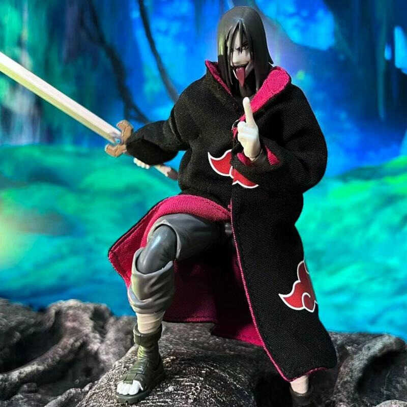 Anime Shf Series Naruto Handmade Akatsuki Orochimaru Red Cloud Coat