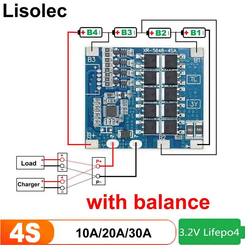 12V LiFePO4 BMS 4S 10A 20A 30A Lithium Iron Phosphate Battery PCB Board