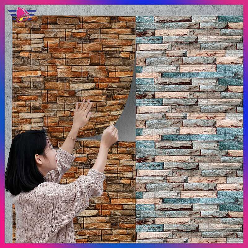 70x77cm 3D Wallpaper Retro Style Brick Pattern Wallpaper Foam Stickers