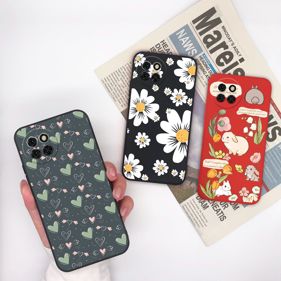 Casing For Itel S23 4G Cute Rabbit Flower Silicone Soft Matte Durable