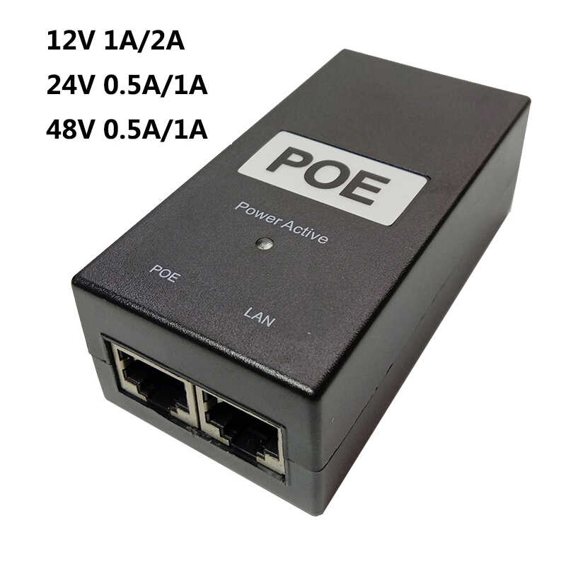 POE Injector 48V 24V 12V 0 5A 1A Desktop Ethernet Power Supply Adapter