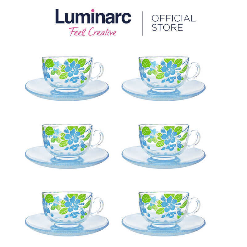 Luminarc Japanese Tree 12pcs 22cl Blue Coffee Cup And Saucer Set