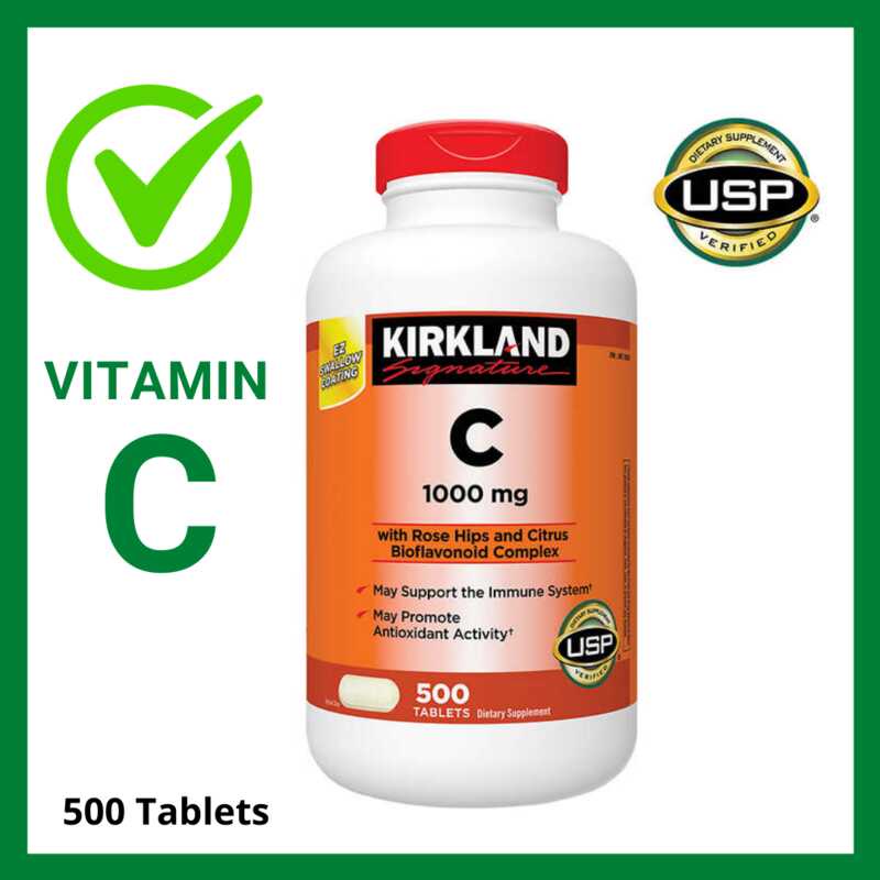 Kirkland Vitamin C 1000 Mg Na May Rose Hips 500 Tablets Shopee