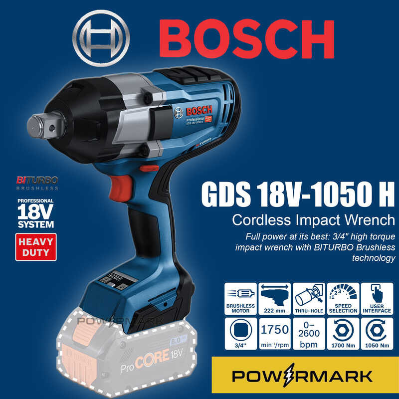 Bosch Gds V H Biturbo Brushless Cordless Impact Wrench Solo