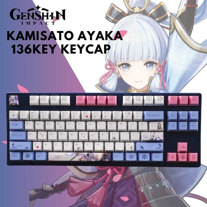 Keys Genshin Impact Kamisato Ayaka Pbt Keycap Oem Profile Keycaps