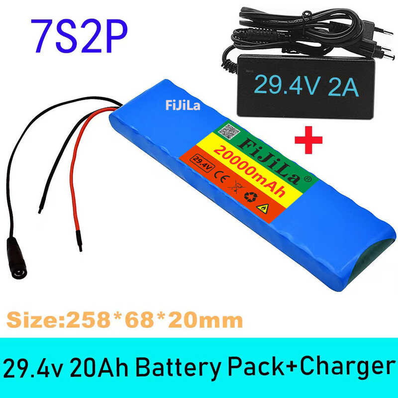 24V 20Ah 7S2p 18650 Li Ion Rechargeable Battery Pack 29 4V 20000Mah