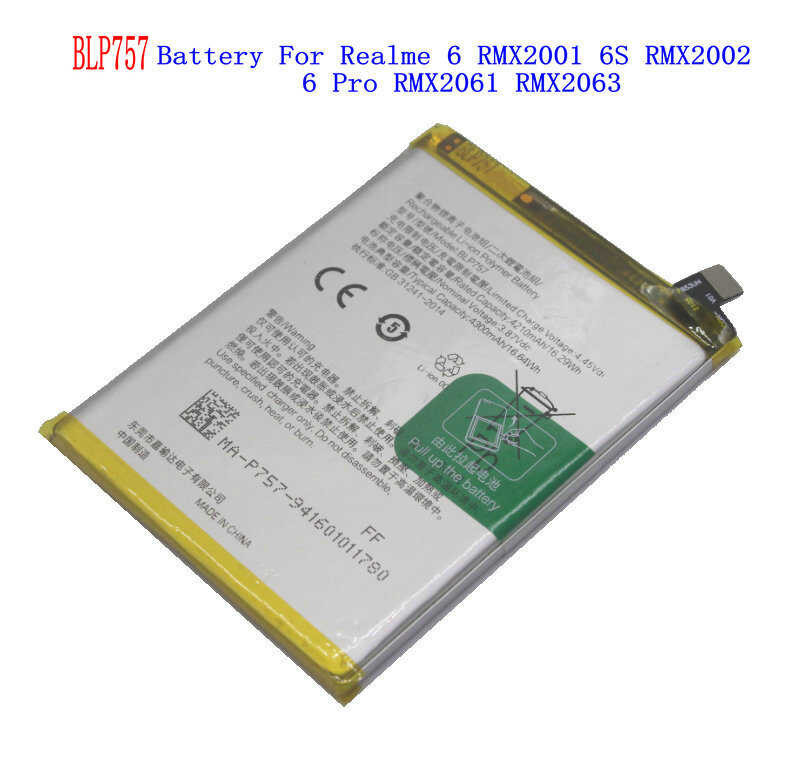 1x 4300mAh 16 64Wh BLP757 Replacement Battery For Oppo Realme 6 RMX2001