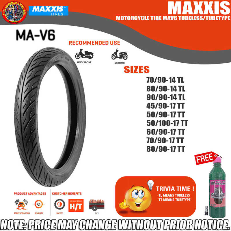 Maxxis Motorcycle Tire Mav Tubeless Tubetype Sealant And Pito Shopee