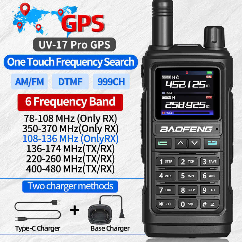 Baofeng Uv Pro Gps Air Band Walkie Talkie One Touch Frequency Search