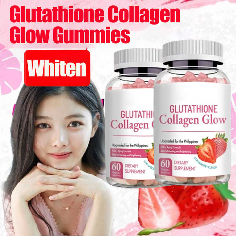 Glutathione Collagen Glow Gummies Pcs Strawberry Flavor Anti Aging