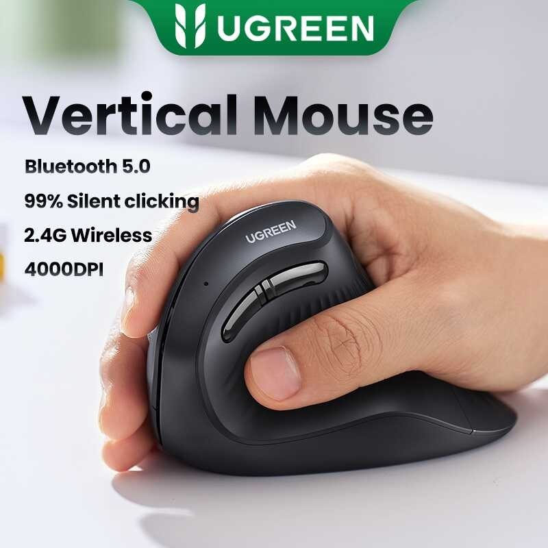 UGREEN Dual Mode Vertical Mouse Mice 2 4G Bluetooth Hanggang 4000Dpi