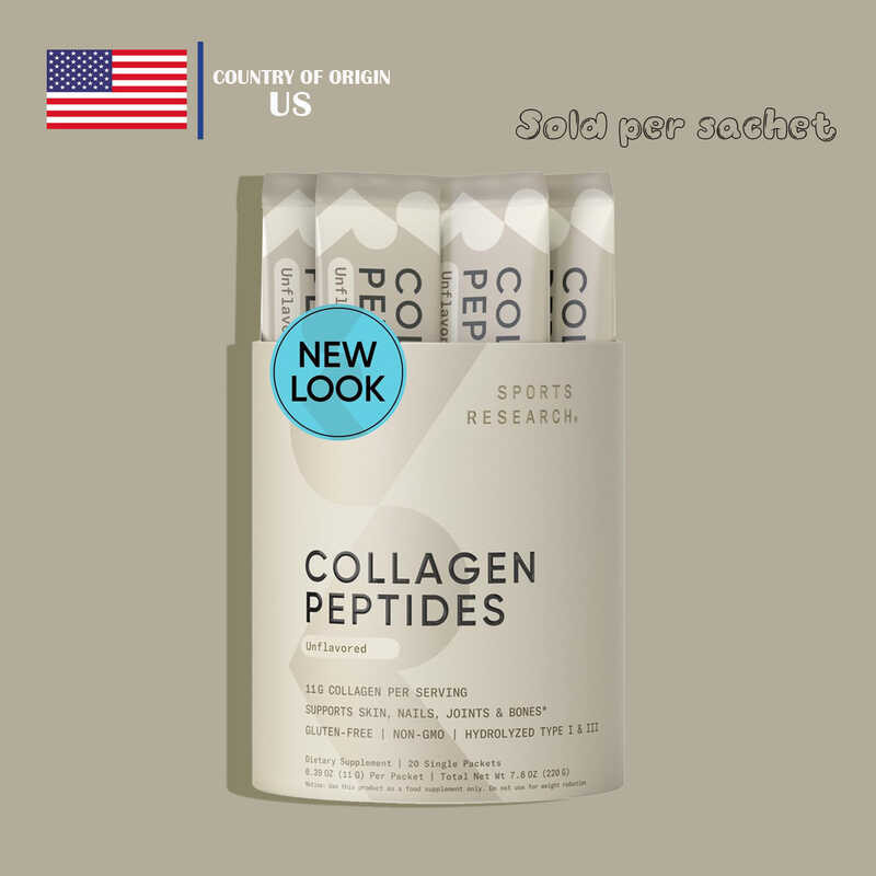 SOLD PER SACHET Sports Research Collagen Peptides Hydrolyzed Type 1