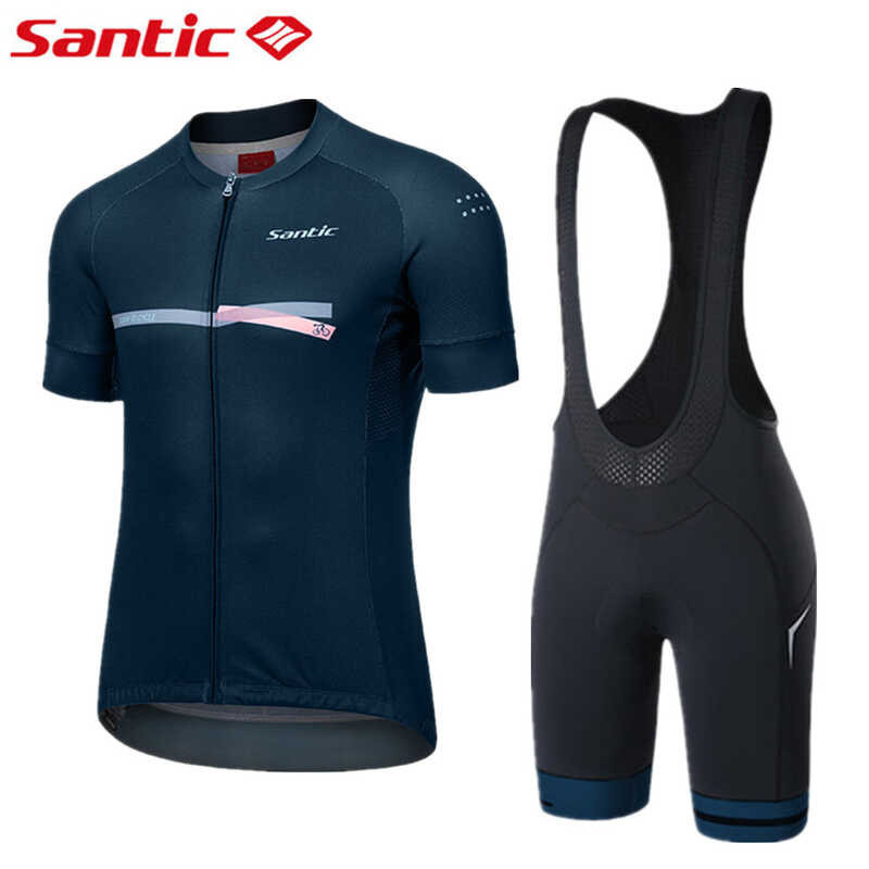 Santic Cycling Jersey For Men 4D Padded Bib Shorts Set Short Sleeve