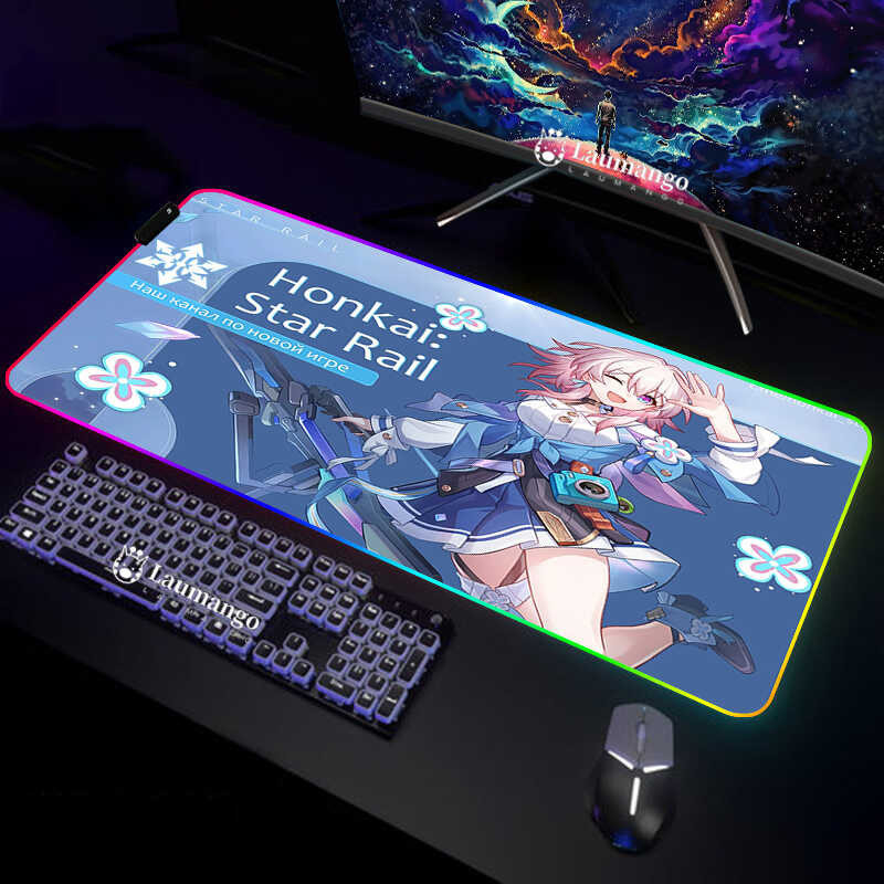 Xxl Gaming Mouse Pad Rgb Honkai Star Rail Led Mousepad Deskmat