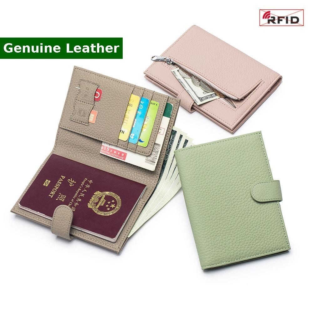 New Genuine Leather RFID Slim Passport Cover Multifunction Wallet