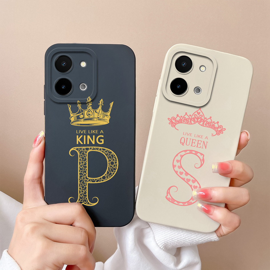 Phone Case For Vivo Y28 4G 5G Matte Cover Fashion Crown Letters Camera