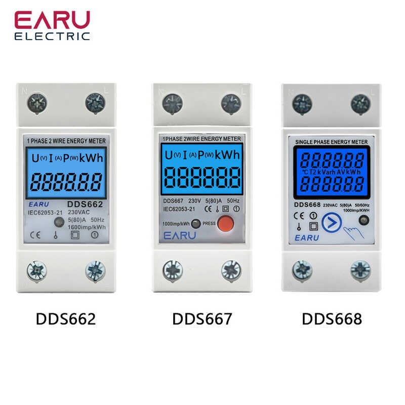 Din Rail Digital Single Phase Reset Zero Energy Meter Kwh Voltage