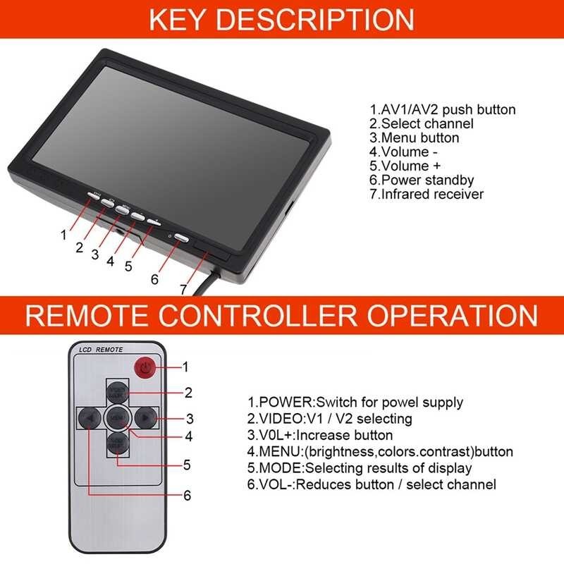 V V Inch Tft Lcd Color Hd Monitor Para Sa Car Truck Cctv Reverse