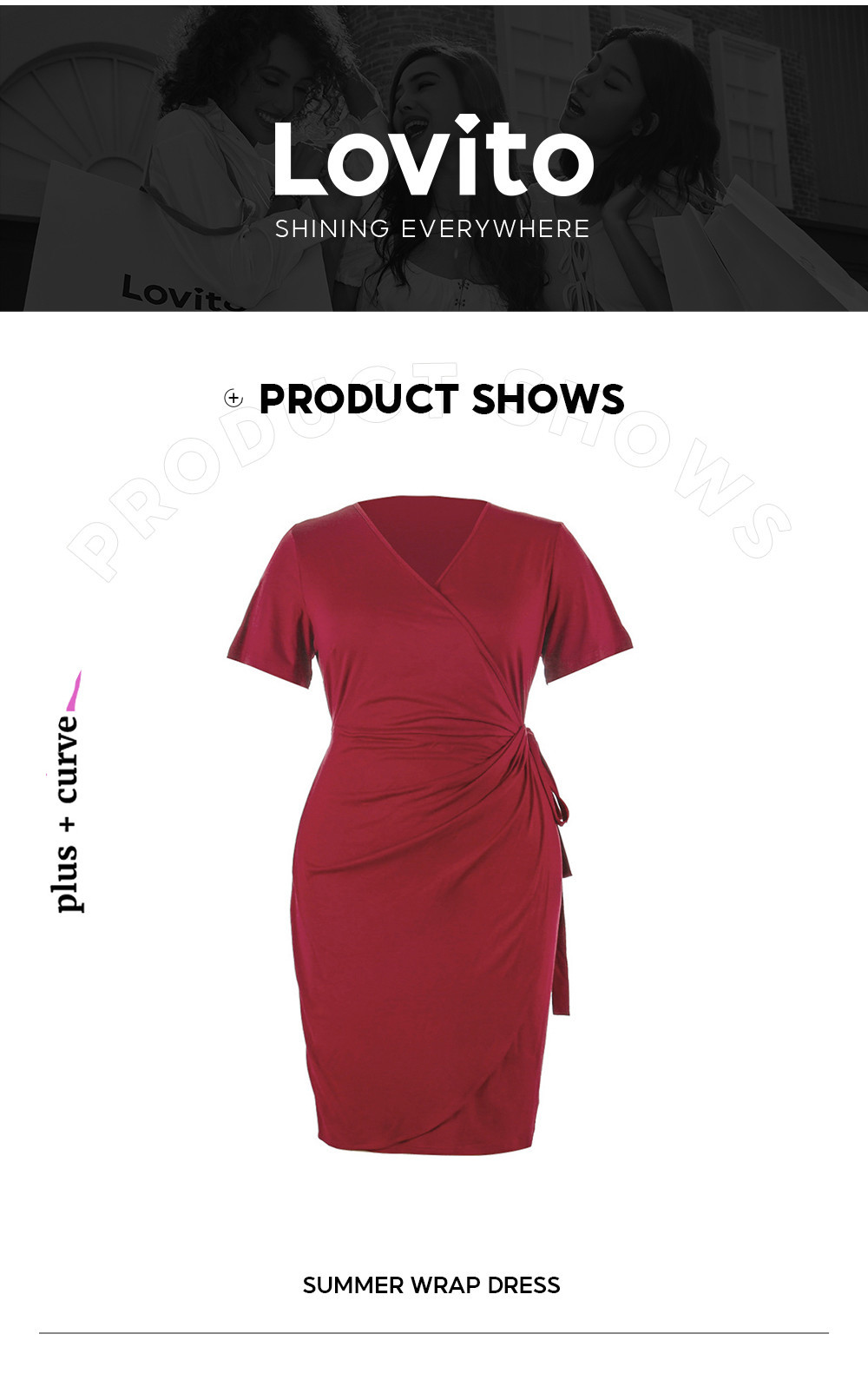 Lovito Women Plus Size Curve Elegant Plain Wrap Dress LNL37033 Shopee