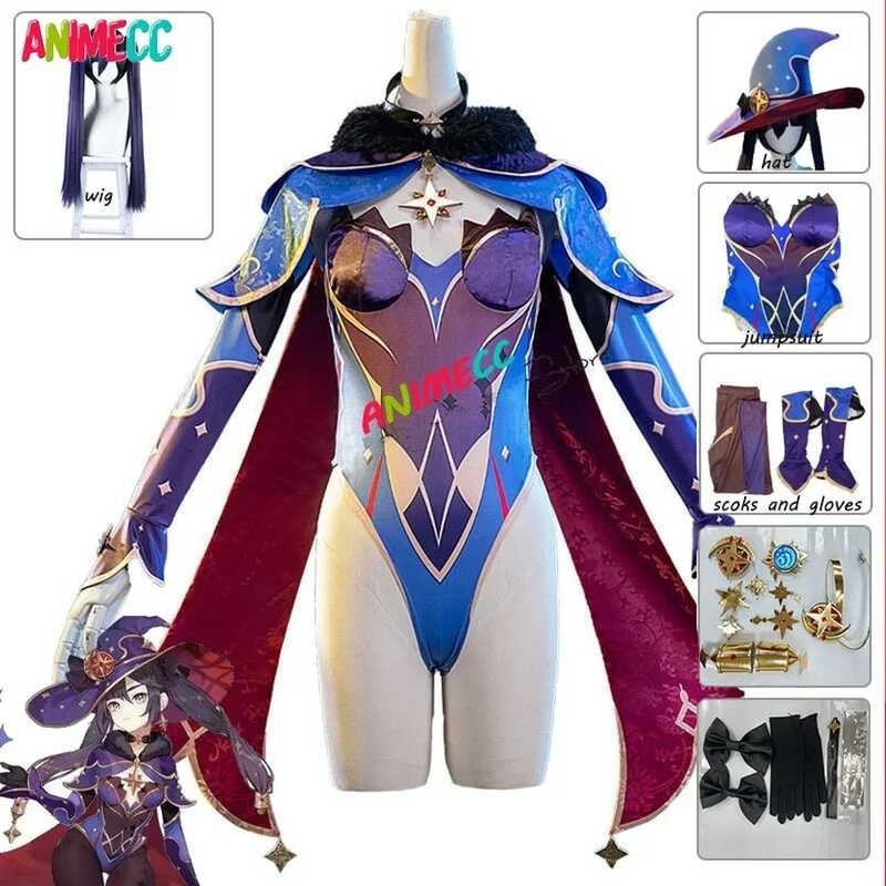 Animecc Mona Genshin Impact Cosplay Costume Wig Hat Anime Sexy